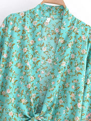 LuxLife Women's Vintage Boho Kimono Short Robe Bikini Cover Up