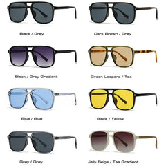Unisex Double Bridges Square Sunglasses with UV400 Protection