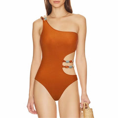 Sexikini Tami Women's Luxury Asymmetrical One-Piece Swimsuit with Long Skirt