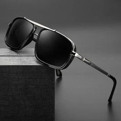 Unisex Square Twin-Beam Aviator Sunglasses with UV400 Protection