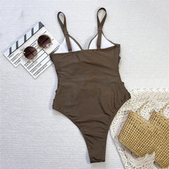 Sexikinis Tan Girl Cross Bandage Women's One-Piece Swimsuit