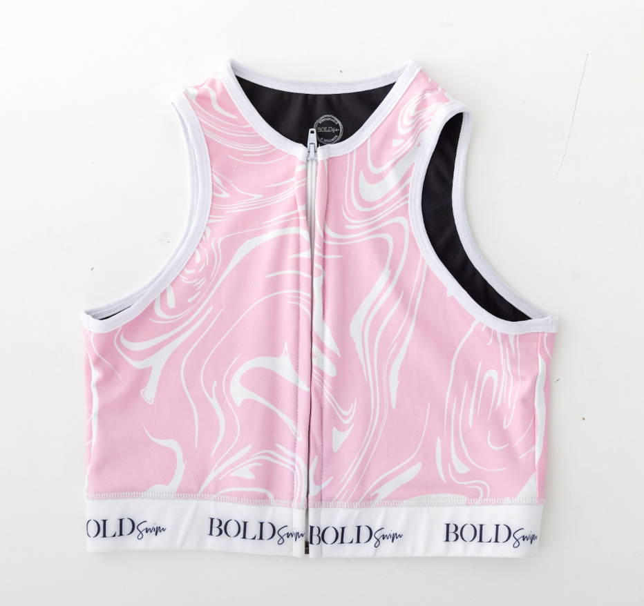 Women's 'Flexa Marble' Zip Crop Swim Vest