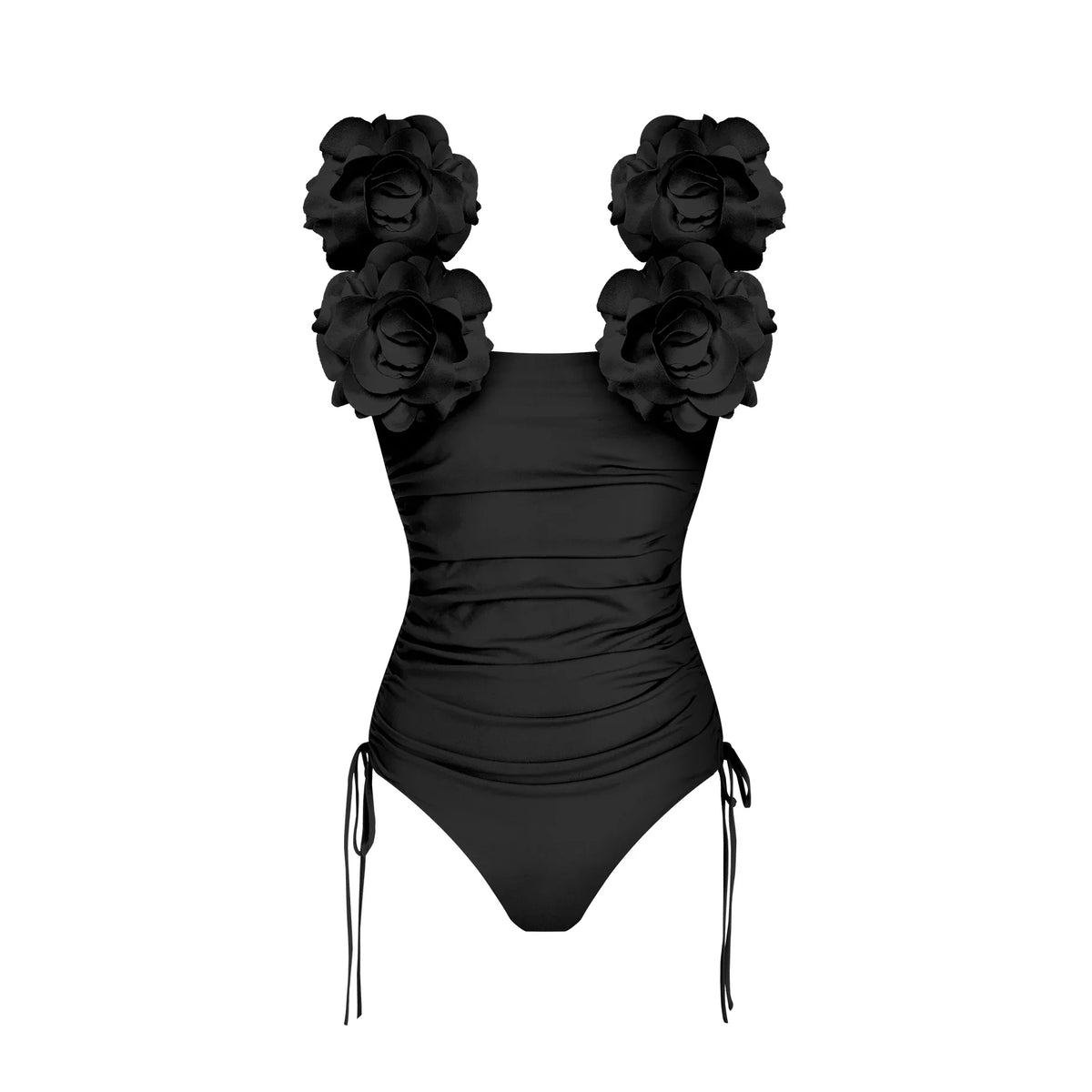 Women's 3D Flower One-Piece or Bikini Swimsuit with Optional Long Cover-Up