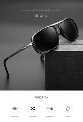 Unisex Square Twin-Beam Aviator Sunglasses with UV400 Protection