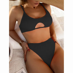 LuxLife Patricia Women's Push Up Ribbed Classic/Bandeau Two-Piece Bikini Swimsuit