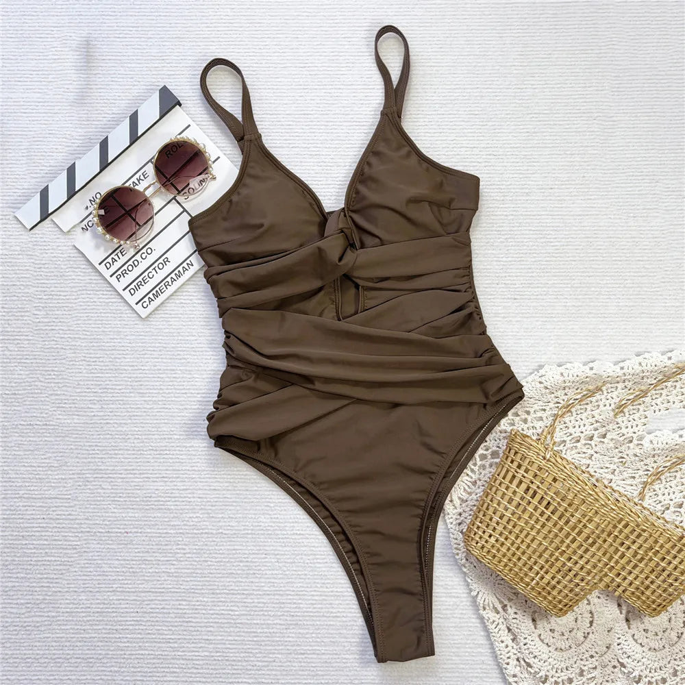 Sexikinis Tan Girl Cross Bandage Women's One-Piece Swimsuit