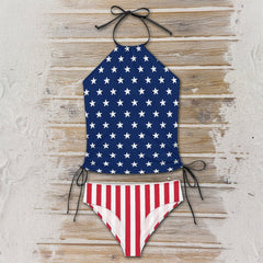 Women's American Tankini Two-Piece Swimsuit - Starfish and Stripes