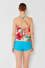 Women's Two-Piece Tankini Swimsuit with Boy Shorts - Hibiscus
