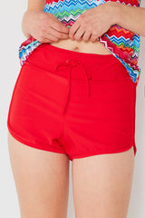 Women's Two-Piece Tankini Swimsuit with Boy Shorts - Zigzag Red