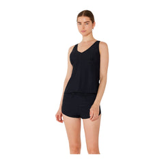 Women's Two-Piece Tankini Swimsuit with Swim Shorts - Black