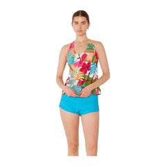 Women's Two-Piece Tankini Swimsuit with Boy Shorts - Hibiscus