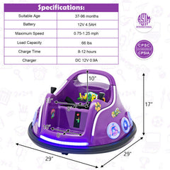 LuxuryLifeWay 12V Electric Ride On Car with Remote Control and Flashing LED Lights
