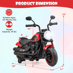 Kids Electric Motorcycle with Training Wheels and LED Headlight