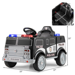 12V Kids Ride On Police Vehicle with 3 Speeds and Megaphone