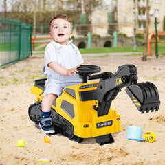 6V Ride On 3-in-1 Electric Excavator with Adjustable Arms and Music