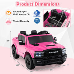24V Kids Ride On 2 Seater Licensed Ram Truck with Remote and Music
