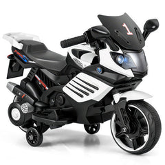 6V Kids Motorcycle with Headlights, Music, Detachable Training Wheels
