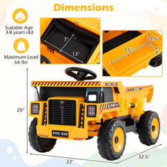 24V Kids Ride On Construction Vehicle with Dump Bed and Remote Control