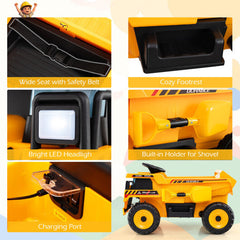 24V Kids Ride On Construction Vehicle with Dump Bed and Remote Control