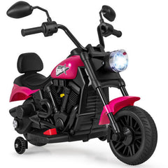 6V Kids Ride On Motorcycle with Headlight, Music, and Removable Training Wheels