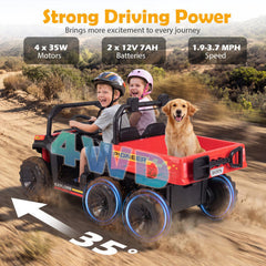 24V 7Ah Kids Ride On 2-Seater 4WD UTV with Electric Dump Bed and Lights