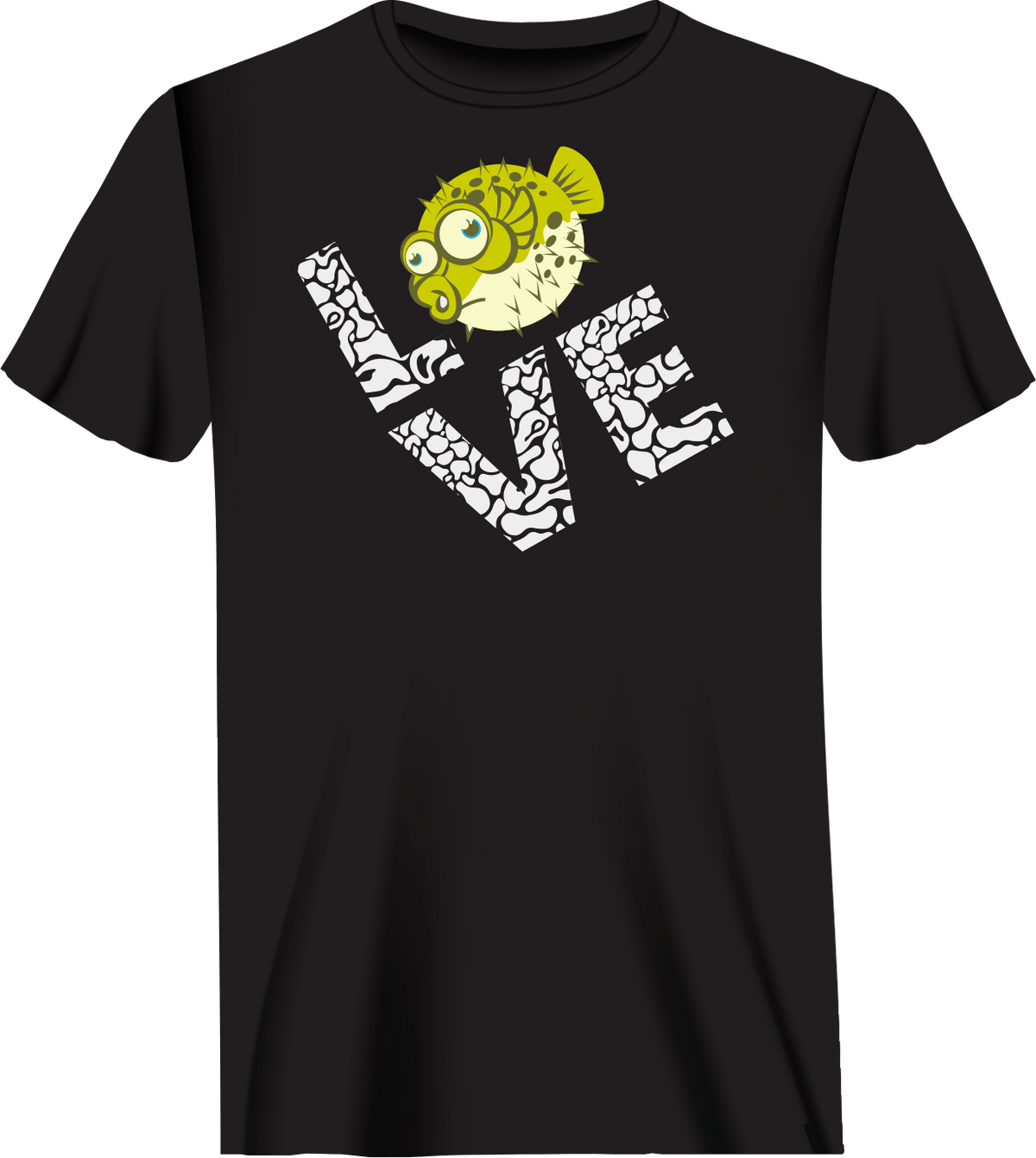 Outdoorzees Unisex Love Fishing Green Blowfish Globe T-Shirt