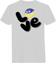 Outdoorzees Unisex Love Fishing Blue Blowfish Globe T-Shirt