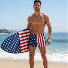 Men's American Flag Swim Trunks - Size S-3XL
