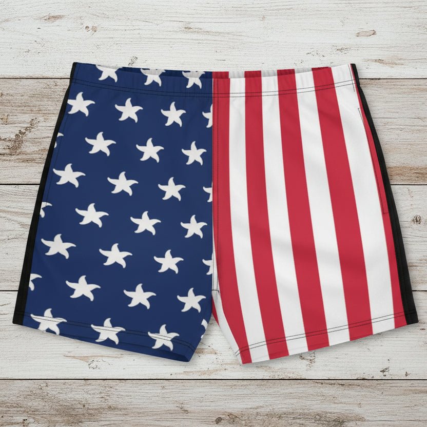 Men's American Flag Swim Trunks - Size S-3XL