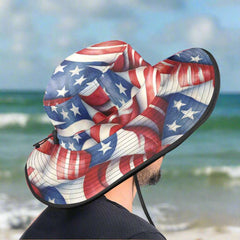 Unisex American Flags Wide Brim Bucket Hat