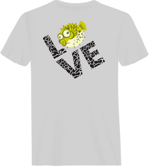 Outdoorzees Unisex Love Fishing Green Blowfish Globe T-Shirt