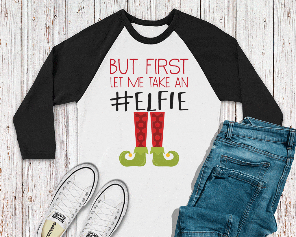 CHRISTMAS Unisex Kid's/Adult's '#Elfie' Raglan T-Shirt
