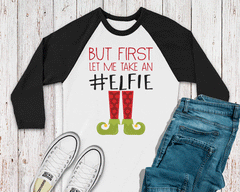 CHRISTMAS Unisex Kid's/Adult's '#Elfie' Raglan T-Shirt
