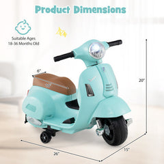 6V Kids Ride On Licensed Vespa with LED Headlight and Horn