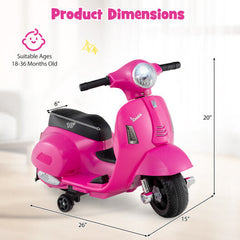 6V Kids Ride On Licensed Vespa Motorcycle with LED Headlight and Horn