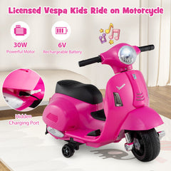 6V Kids Ride On Licensed Vespa Motorcycle with LED Headlight and Horn