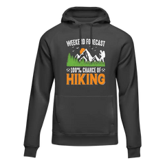 Outdoorzees Unisex 'Weekend Forecast 100% Hiking' Hoodie