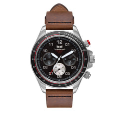 Vestal Watch Men's ZR2 LEATHER - Black Dial, Silver Case, Brown Strap - 100m