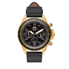 Vestal Watch Men's ZR2 LEATHER - Black Dial, Gold Case, Black Strap - 100m