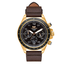 Vestal Watch Men's ZR2 LEATHER - Black Dial, Gold Case, Brown Strap - 100m