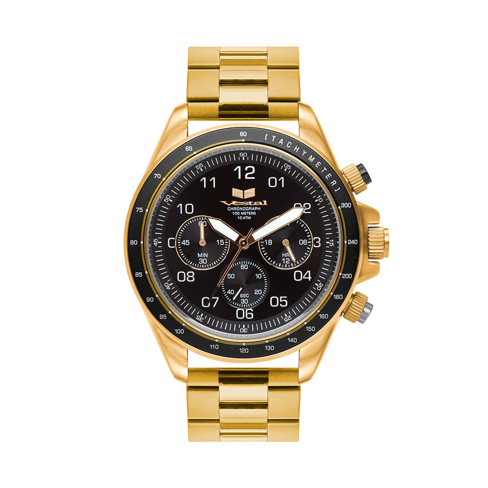 Vestal Watch Men's ZR2 METAL - Black Dial, Gold Case/Bracelet - 100m