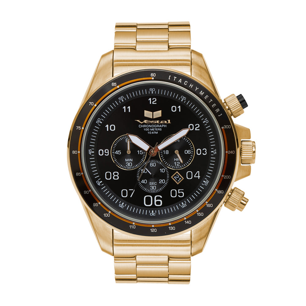 Vestal Watch Men's ZR3 - Black Dial, Gold Bracelet - 100m
