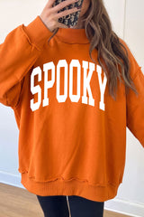 HALLOWEEN Women's 'SPOOKY/BOO' Double Sided Print/Reversible Mock Neck Sweatshirt