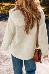 Women's Fleece Zip Up Drawstring Hooded Pocketed Jacket