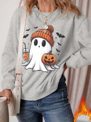 HALLOWEEN Women's Ghost Round Neck Sweatshirt