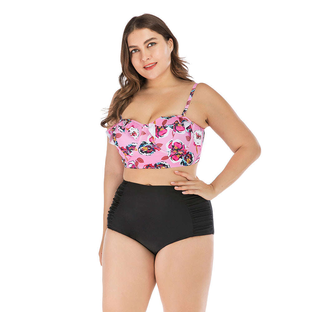 Women's Plus Size High-Waisted Bikini Swimsuit