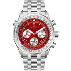 Oceanaut Men's Flight - Red/Silver Dial, Silver Bracelet - 100m