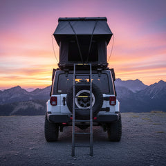 Nova Aluminum Hard-Shell Rooftop Tent with Ladder, Tri-Color LED Lighting, and Memory Foam Mattress [2-3 People]
