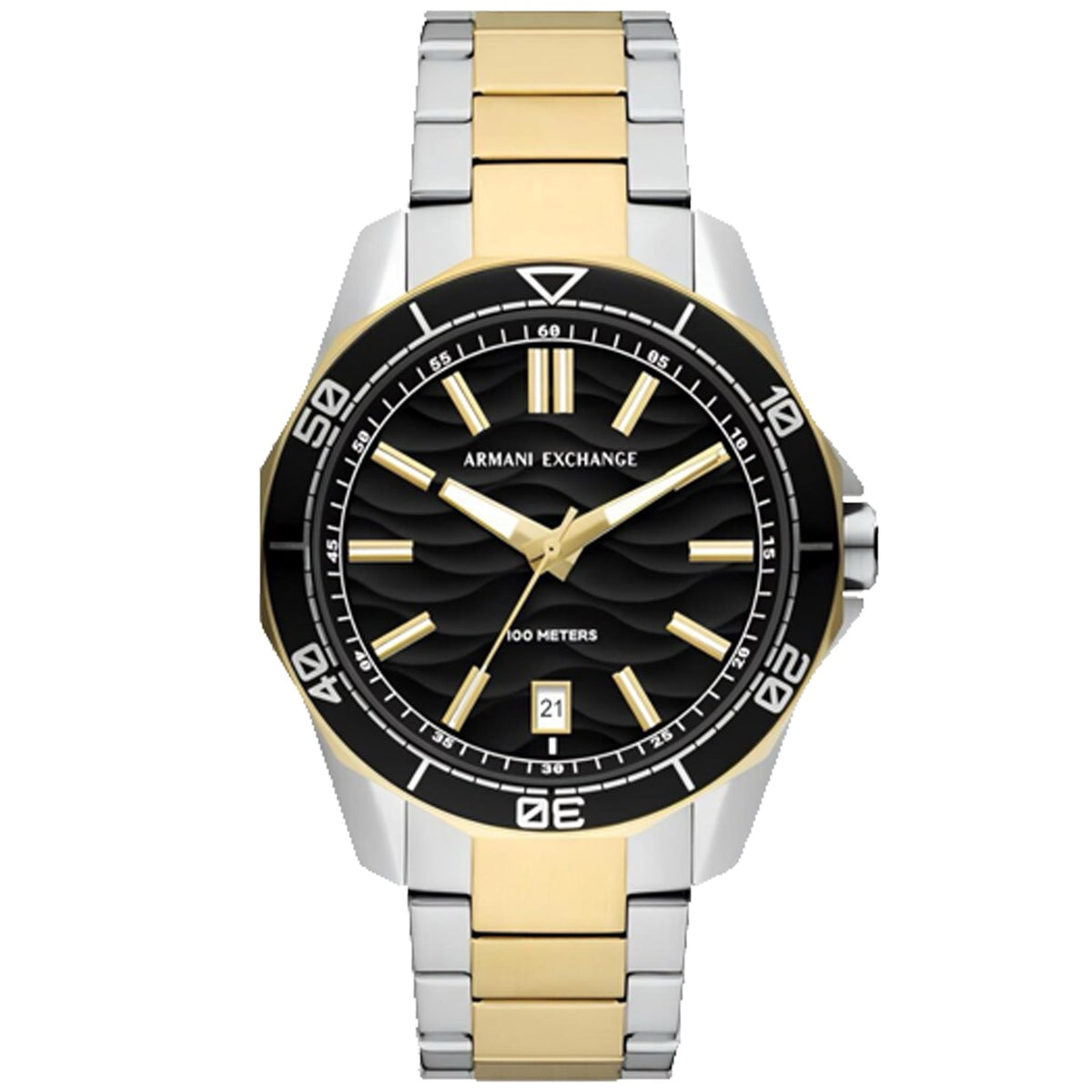 Armani Exchange Men's Spencer - Black Dial, Silver/Gold Bracelet - 100m