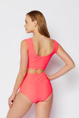Women's High Waist Two-Piece Bikini Swimsuit - Coral